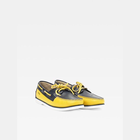 Aigle Leather Boat Shoes Men Yellow ZA-52631